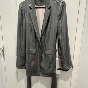 Anthropologie Metallic Gray Blazer